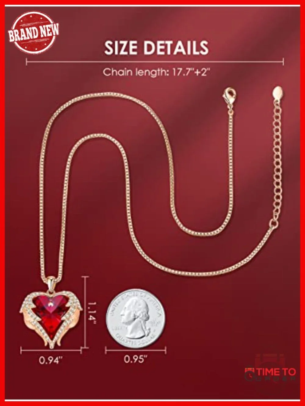 Angel Wings Heart Crystal Pendant Necklace with Cubic Zirconia